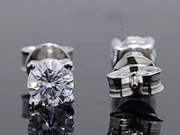 14k witgouden oorbellen - 1.08ct diamant - afbeelding 2 van  4