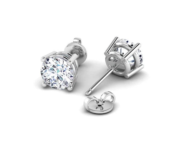 14k witgouden oorbellen met 1.13ct diamant ( igi gecertificeerd ) - afbeelding 2 van  6