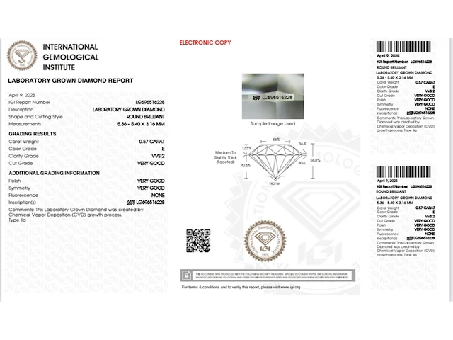 14k witgouden oorbellen met 1.13ct diamant ( igi gecertificeerd ) - afbeelding 6 van  6