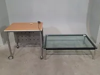14x verrijdbare lessenaar, 2x salontafel met glazen tafelblad en 4x tussenschot - afbeelding 1 van  15