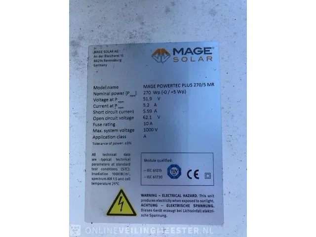 14x zonnepanelen mage solar 270wp per paneel - afbeelding 5 van  9