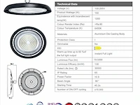 15 x highbay led slim 150w – 6500k koud wit – ufo ip65 waterdicht – 19.500 lm - afbeelding 4 van  4