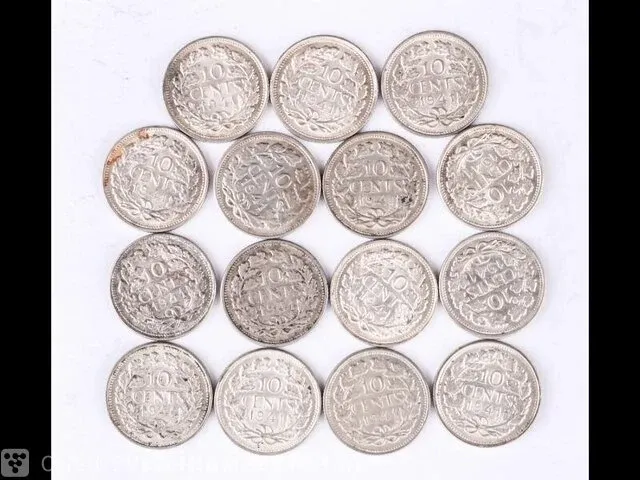 15x zilveren munten koningin wilhelmina , 1941 - afbeelding 2 van  2