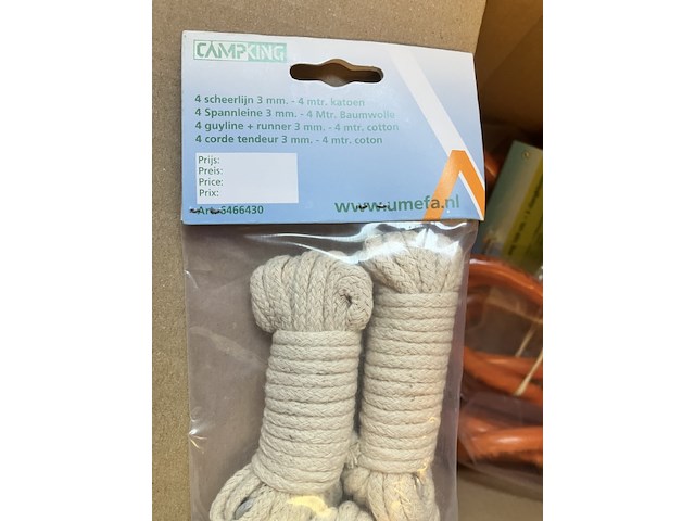 16 x zakje met 4 scheerlijnen katoen 4 meter 3mm campking - afbeelding 5 van  5