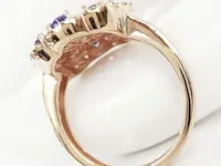1,60 carat tanzanite & 0,40 carat n. fancy pink diamond rosé gouden ring 14k - afbeelding 4 van  7