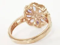 1,60 carat tanzanite & 0,40 carat n. fancy pink diamond rosé gouden ring 14k - afbeelding 5 van  7