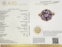 1,60 carat tanzanite & 0,40 carat n. fancy pink diamond rosé gouden ring 14k - afbeelding 7 van  7