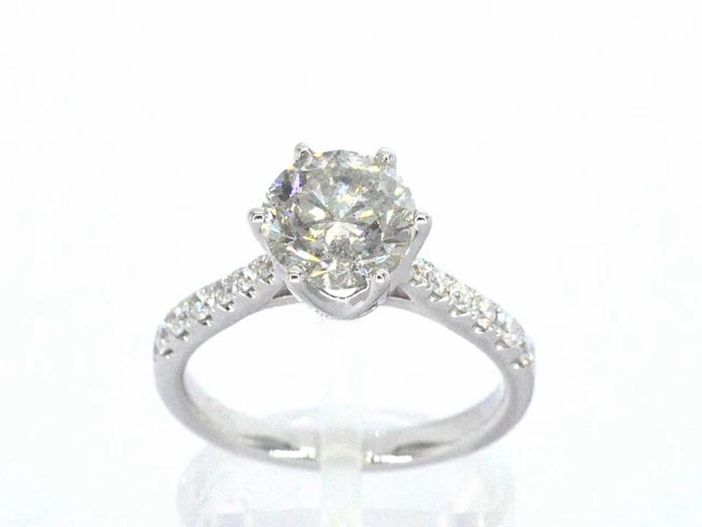 18 carat witgouden ring met een grote diamant van 2.00 carat - afbeelding 1 van  9