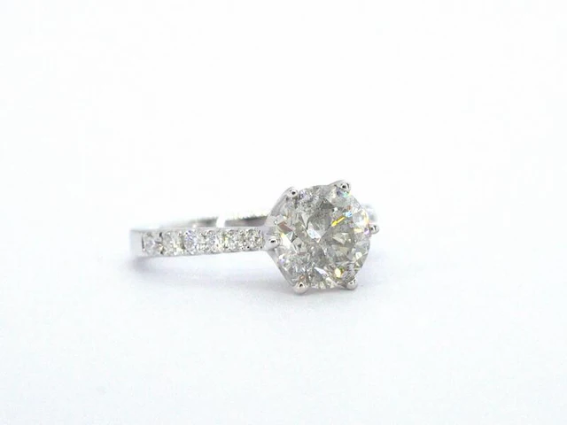 18 carat witgouden ring met een grote diamant van 2.00 carat - afbeelding 5 van  9