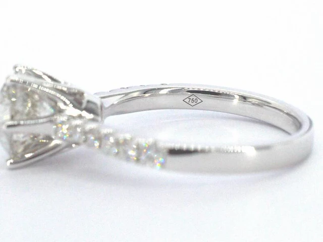18 carat witgouden ring met een grote diamant van 2.00 carat - afbeelding 7 van  9