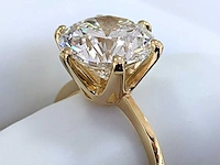 18 karaat geel gouden ring met 4,01 crt. diamant e vs1 igi gecertificeerd - afbeelding 7 van  10