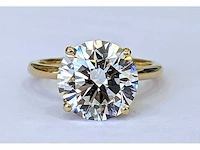 18 karaat geel gouden ring met diamant 4,08 crt f-vs1 igi certificaat - afbeelding 1 van  2
