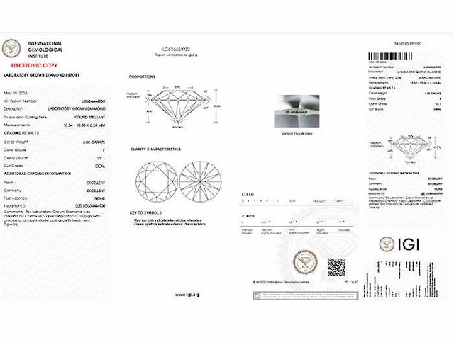 18 karaat geel gouden ring met diamant 4,08 crt f-vs1 igi certificaat - afbeelding 2 van  2
