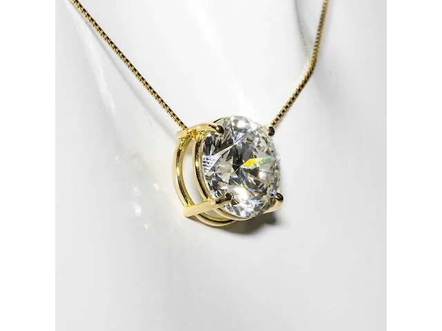 18 karaat geelgouden ketting met 4,05 crt. diamant - afbeelding 3 van  7
