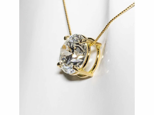 18 karaat geelgouden ketting met 4,05 crt. diamant - afbeelding 4 van  7