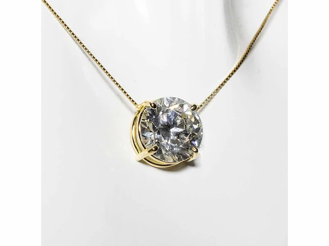 18 karaat geelgouden ketting met 4,05 crt. diamant - afbeelding 5 van  7