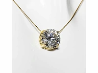 18 karaat geelgouden ketting met 4,05 crt. diamant - afbeelding 5 van  7