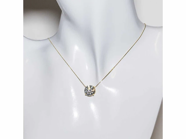 18 karaat geelgouden ketting met 4,05 crt. diamant - afbeelding 6 van  7