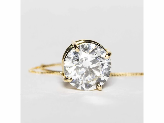 18 karaat geelgouden ketting met 4,05 crt. diamant - afbeelding 7 van  7