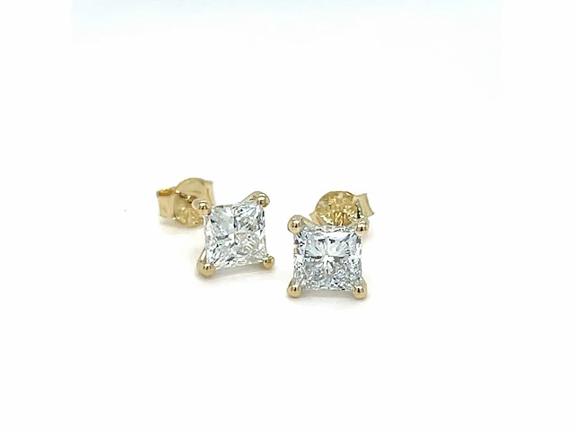 18 karaat geelgouden oorstekers met 2,01 crt. diamant - afbeelding 1 van  7