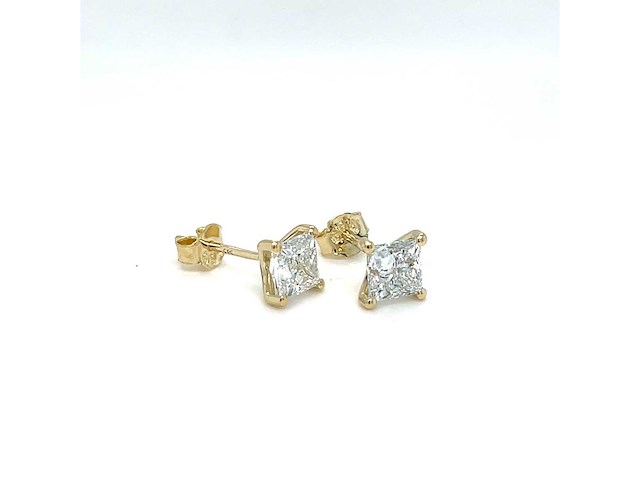 18 karaat geelgouden oorstekers met 2,01 crt. diamant - afbeelding 5 van  7