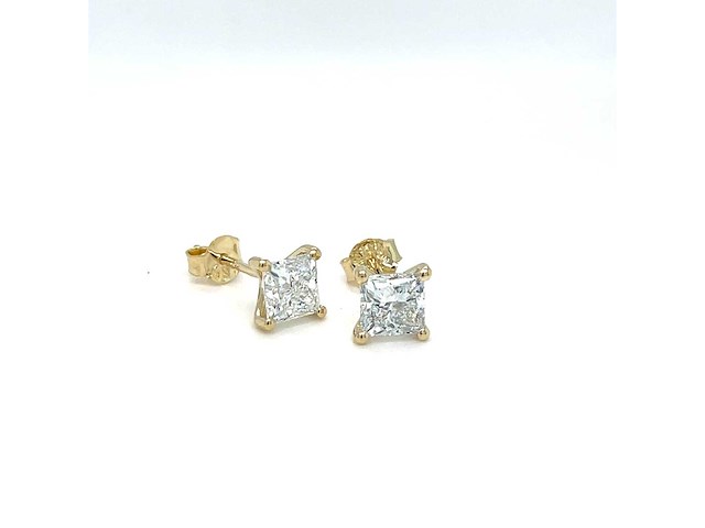 18 karaat geelgouden oorstekers met 2,01 crt. diamant - afbeelding 6 van  7