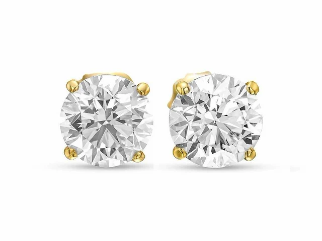 18 karaat geelgouden oorstekers met 2,04 crt. diamant - afbeelding 1 van  7