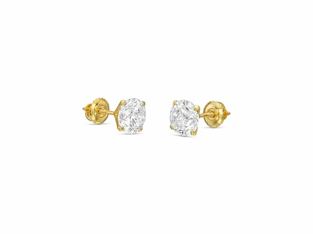 18 karaat geelgouden oorstekers met 2,04 crt. diamant - afbeelding 4 van  7