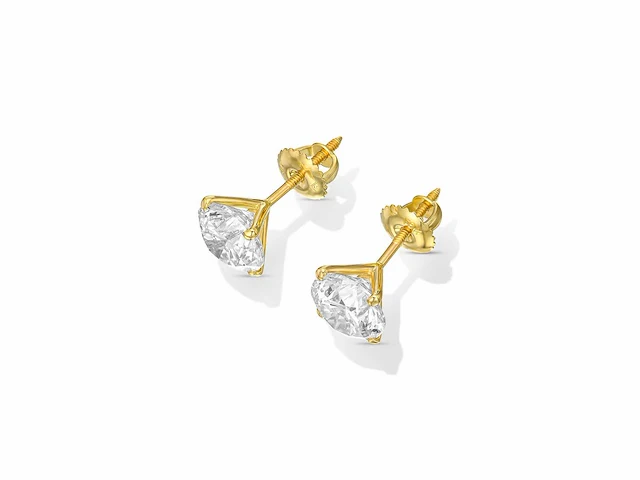 18 karaat geelgouden oorstekers met 2,04 crt. diamant - afbeelding 6 van  7