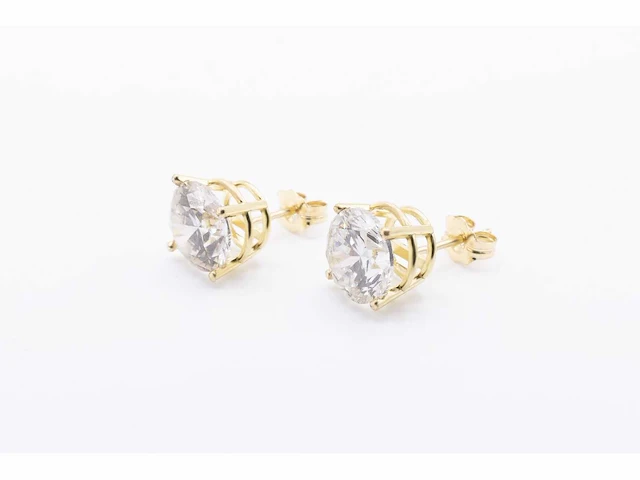 18 karaat geelgouden oorstekers met 6,03 crt. diamant - afbeelding 2 van  7