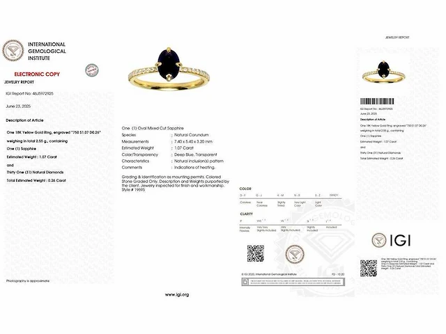 18 karaat geelgouden ring met 1,33 crt. diamant - afbeelding 3 van  7