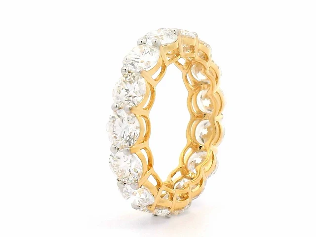 18 karaat geelgouden ring met 15 diamanten met 7,10 crt. diamant - afbeelding 1 van  9