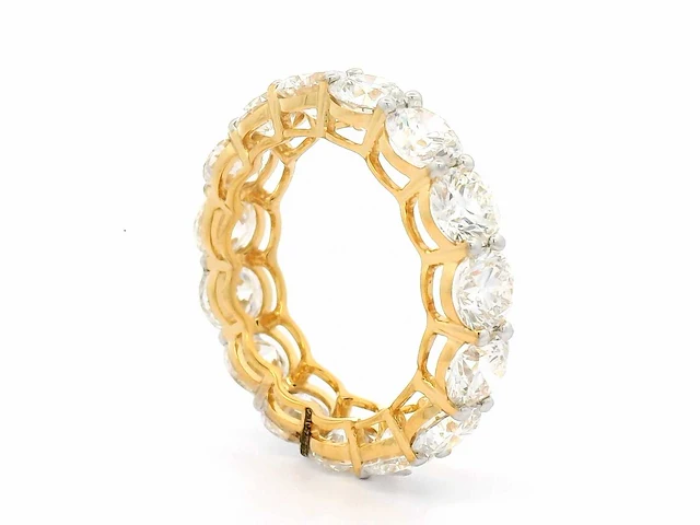 18 karaat geelgouden ring met 15 diamanten met 7,10 crt. diamant - afbeelding 3 van  9
