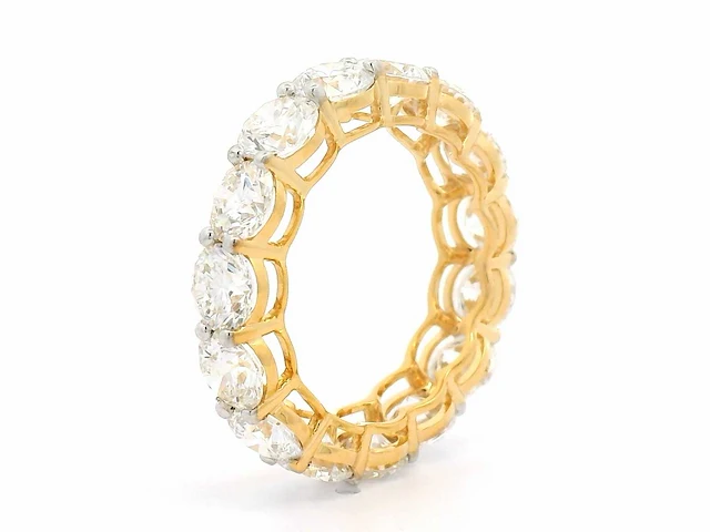 18 karaat geelgouden ring met 15 diamanten met 7,10 crt. diamant - afbeelding 5 van  9