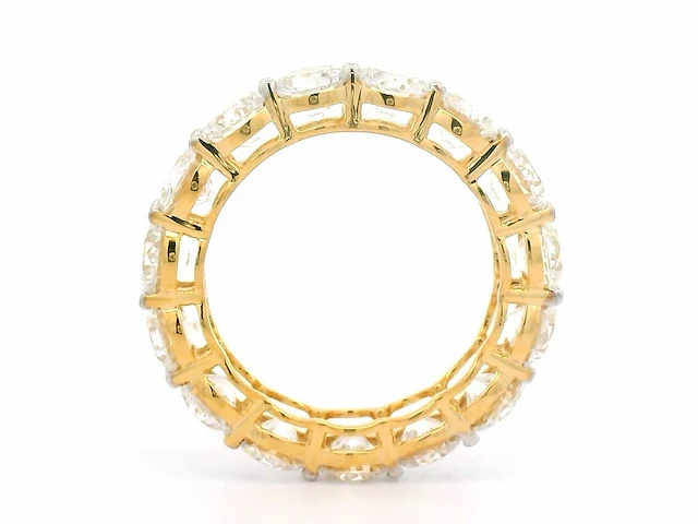 18 karaat geelgouden ring met 15 diamanten met 7,10 crt. diamant - afbeelding 6 van  9