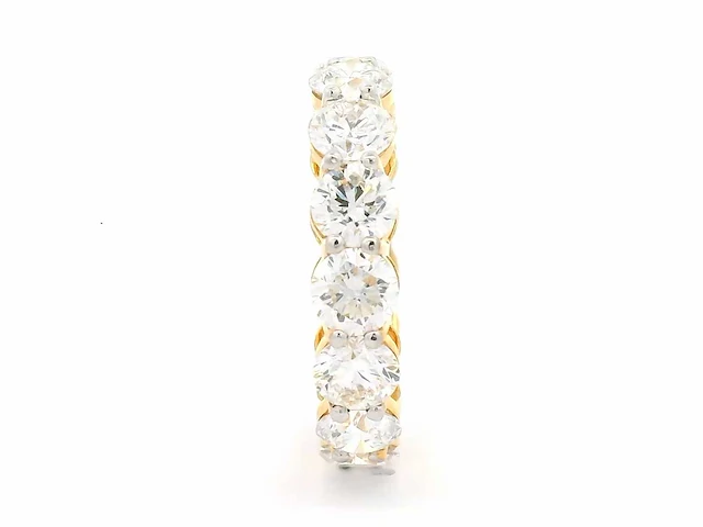 18 karaat geelgouden ring met 15 diamanten met 7,10 crt. diamant - afbeelding 7 van  9