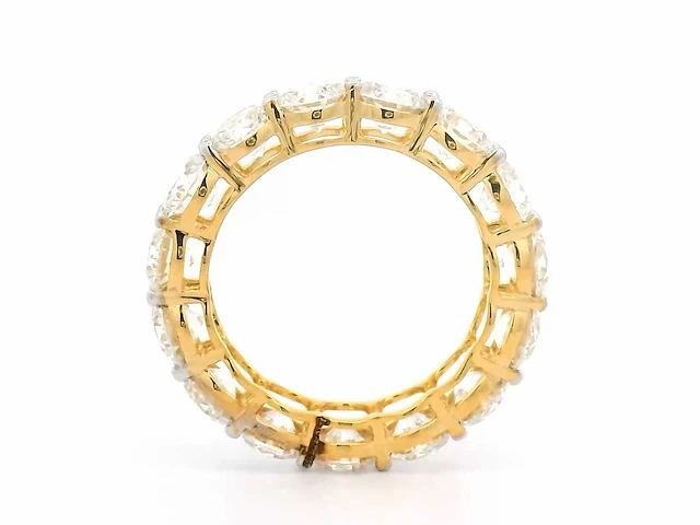 18 karaat geelgouden ring met 15 diamanten met 7,10 crt. diamant - afbeelding 8 van  9