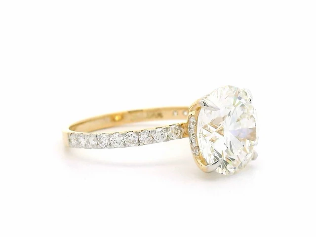 18 karaat geelgouden ring met 4,57 crt. diamant - afbeelding 6 van  9