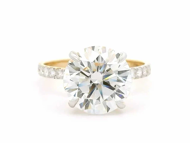 18 karaat geelgouden ring met 4,57 crt. diamant - afbeelding 8 van  9