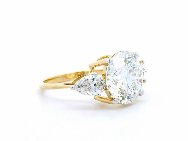 18 karaat geelgouden ring met 5,86 crt. diamant. - afbeelding 4 van  7