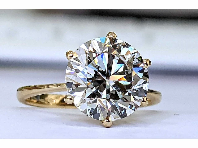18 karaat geelgouden ring met diamant 4,80 crt. - afbeelding 9 van  11