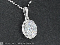 18 karaat witgouden hanger met diamanten en een ovale briljant - afbeelding 1 van  7