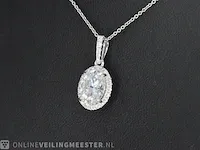 18 karaat witgouden hanger met diamanten en een ovale briljant - afbeelding 3 van  7