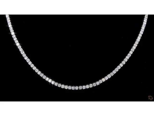 18 karaat witgouden ketting 11,68 crt. diamant - afbeelding 7 van  10
