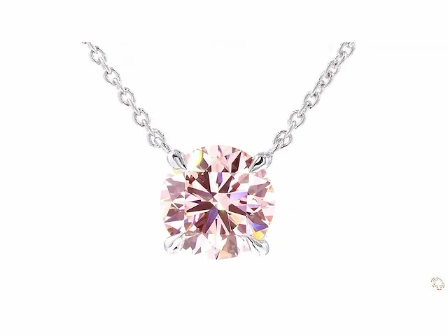 18 karaat witgouden ketting met 3,00 crt. diamant - afbeelding 3 van  7