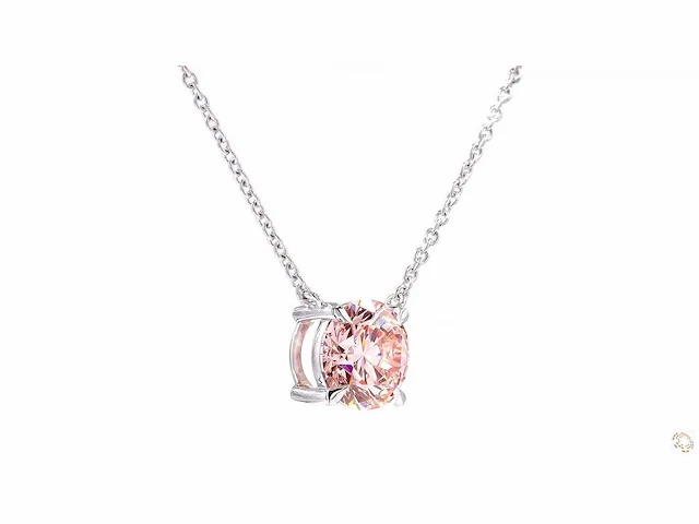 18 karaat witgouden ketting met 3,00 crt. diamant - afbeelding 4 van  7