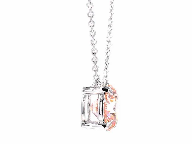 18 karaat witgouden ketting met 3,00 crt. diamant - afbeelding 6 van  7