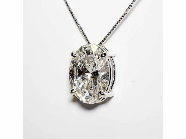 18 karaat witgouden ketting met 3,01 crt. diamant. - afbeelding 1 van  9