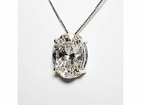 18 karaat witgouden ketting met 3,01 crt. diamant. - afbeelding 1 van  9