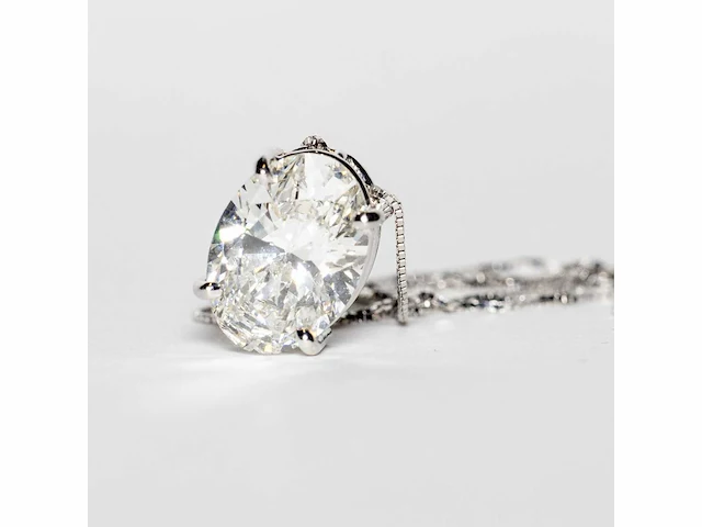 18 karaat witgouden ketting met 3,01 crt. diamant. - afbeelding 3 van  9